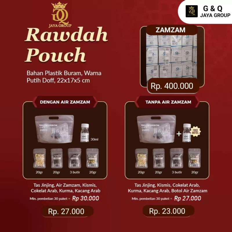 Oleh-oleh umroh dan haji RAWDAH POUCH tanpa Zamzam